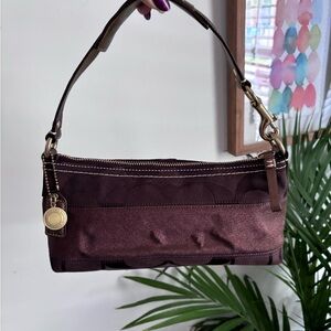Coach y2K Chocolate Stripe Signature East West Baguette Bag